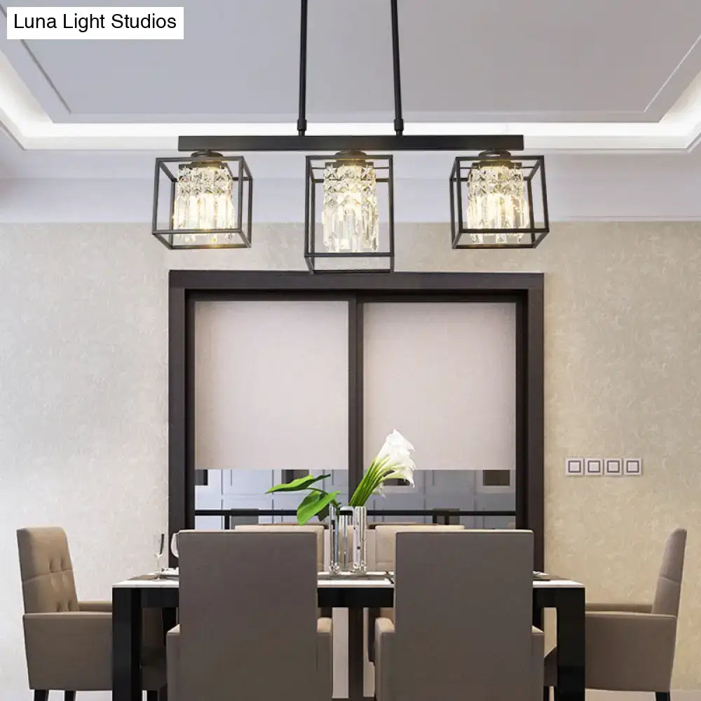 Contemporary crystal rod black island lamp kitchen ceiling light