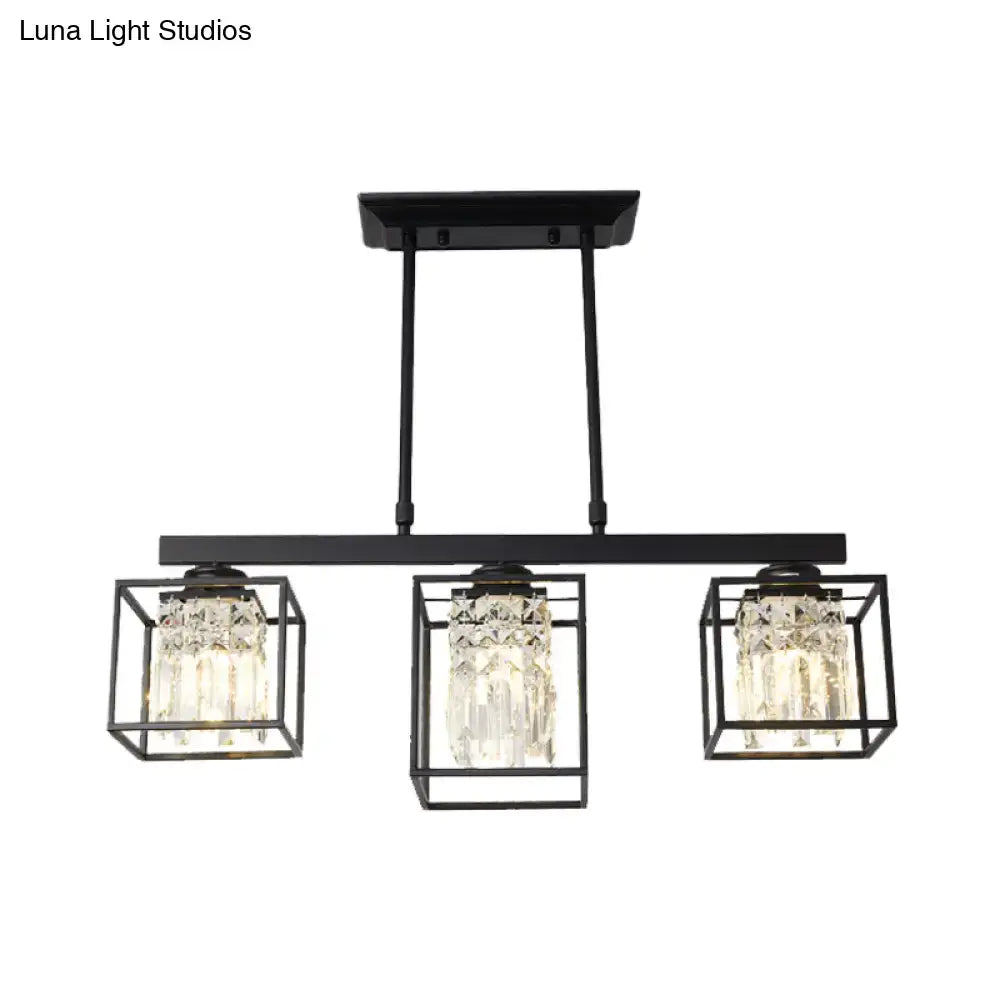 Contemporary crystal rod black island lamp kitchen ceiling light