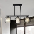 Contemporary crystal rod black island lamp kitchen ceiling light