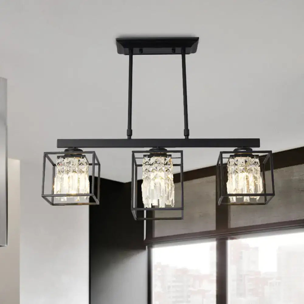 Contemporary crystal rod black island lamp kitchen ceiling light