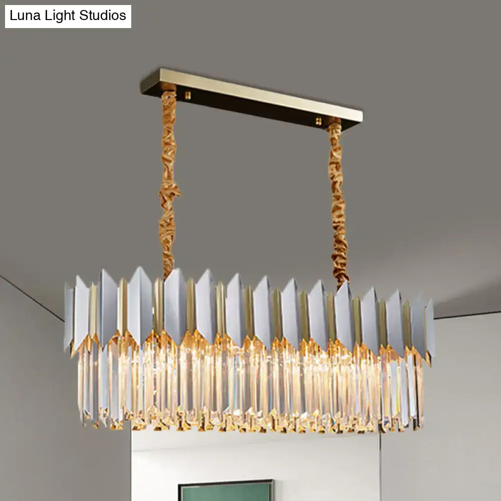Contemporary crystal silver finish chandelier dining room island light