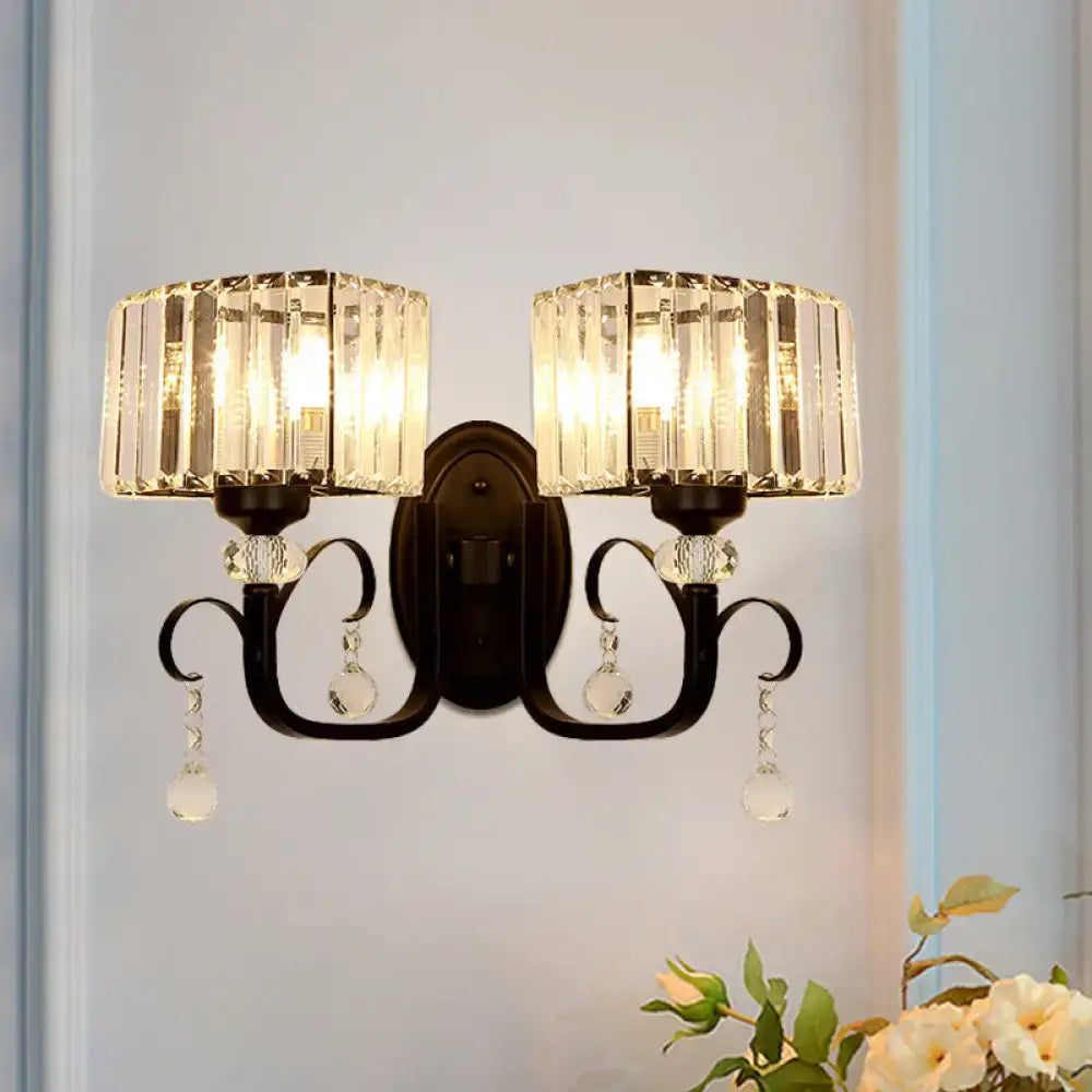 Contemporary dark bronze crystal sconce light bedroom wall lamp