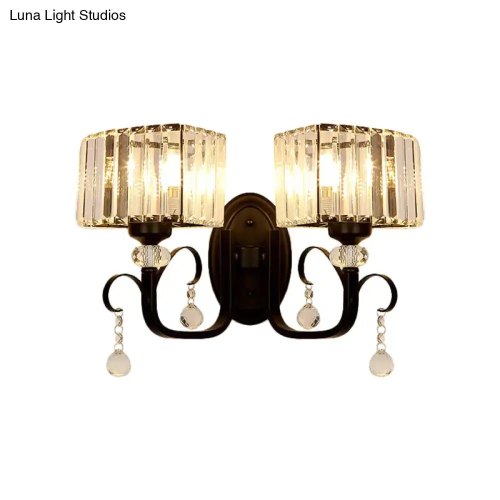 Contemporary dark bronze crystal sconce light bedroom wall lamp