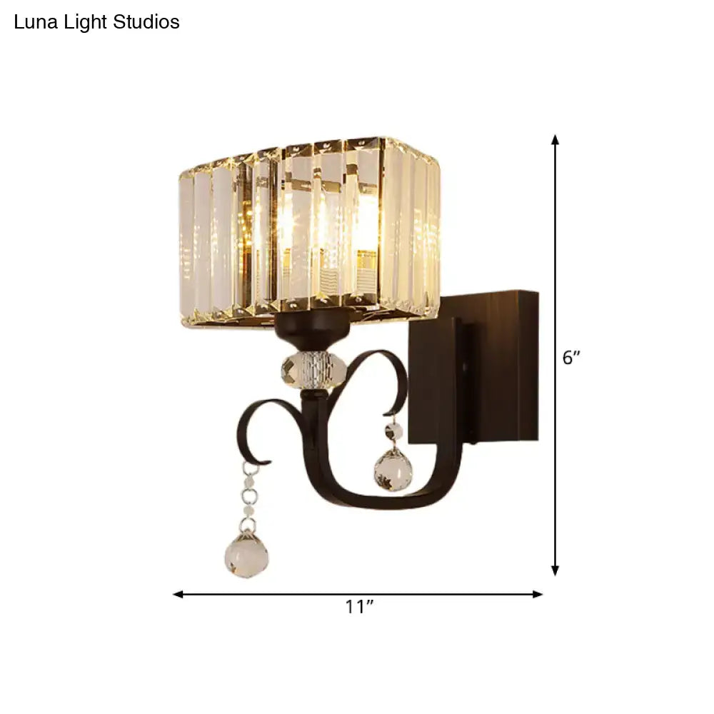 Contemporary dark bronze crystal sconce light bedroom wall lamp