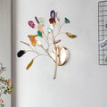 Contemporary gold agate leaf tree sconce living room 24 inches tall