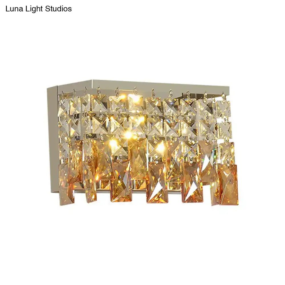 Contemporary gold amber led wall lamp corridor crystal sconce