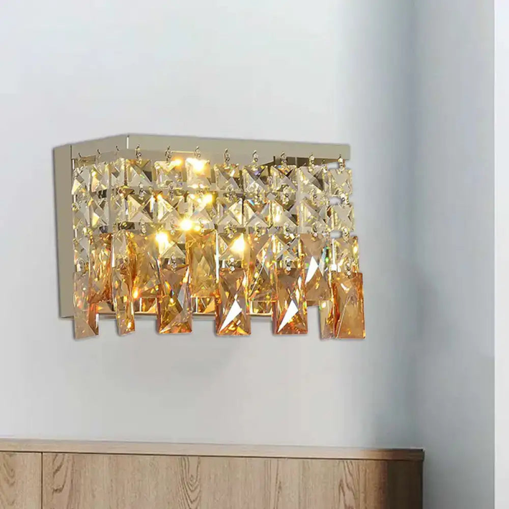 Contemporary gold amber led wall lamp corridor crystal sconce