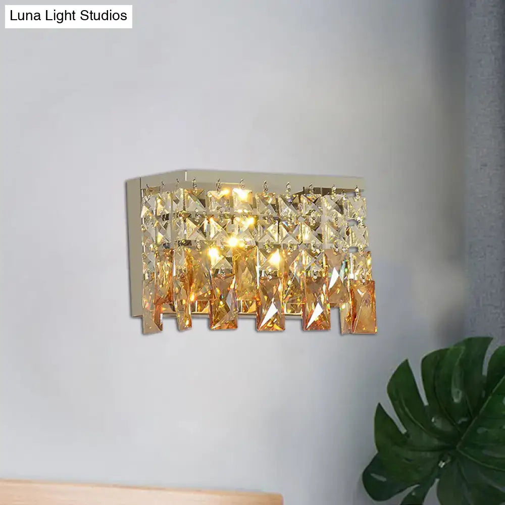 Contemporary gold amber led wall lamp corridor crystal sconce