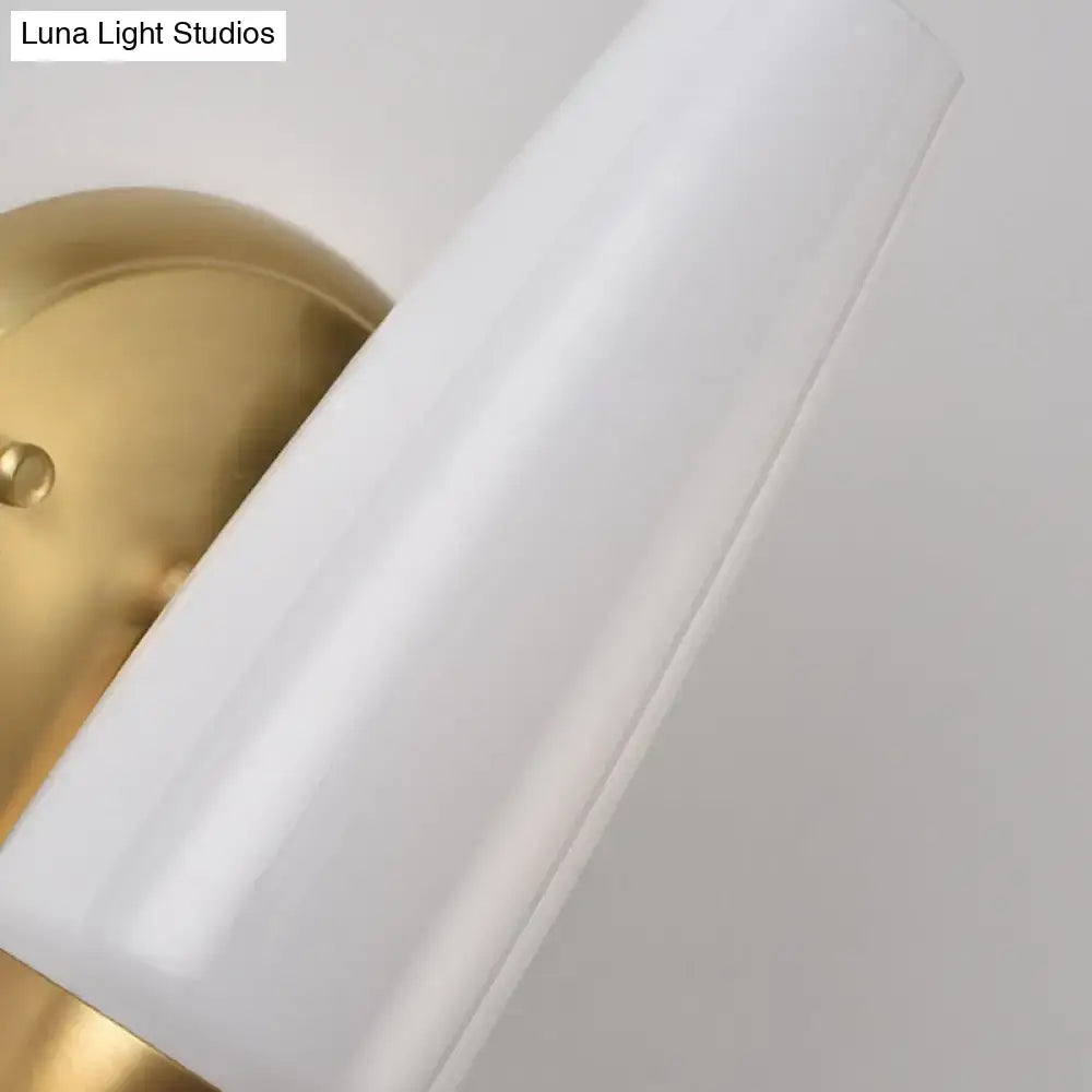 Contemporary gold and opal conical wall sconce bedroom light