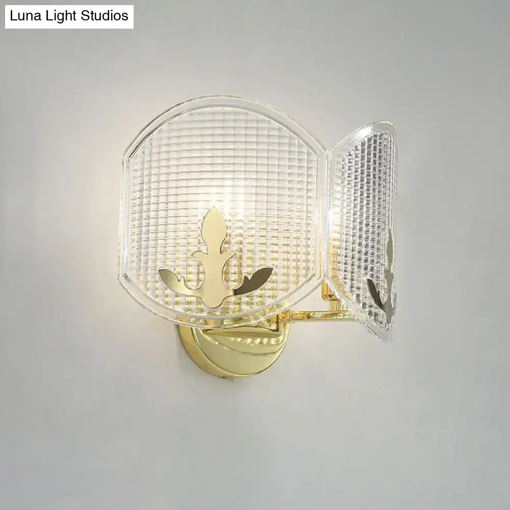 Contemporary gold arc light fixture – living room glass wall sconce
