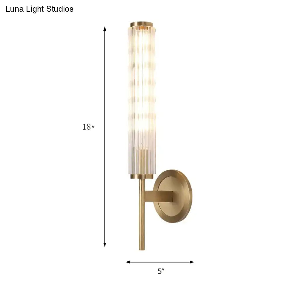 Contemporary gold brass cylinder wall light fixture bedroom sconce