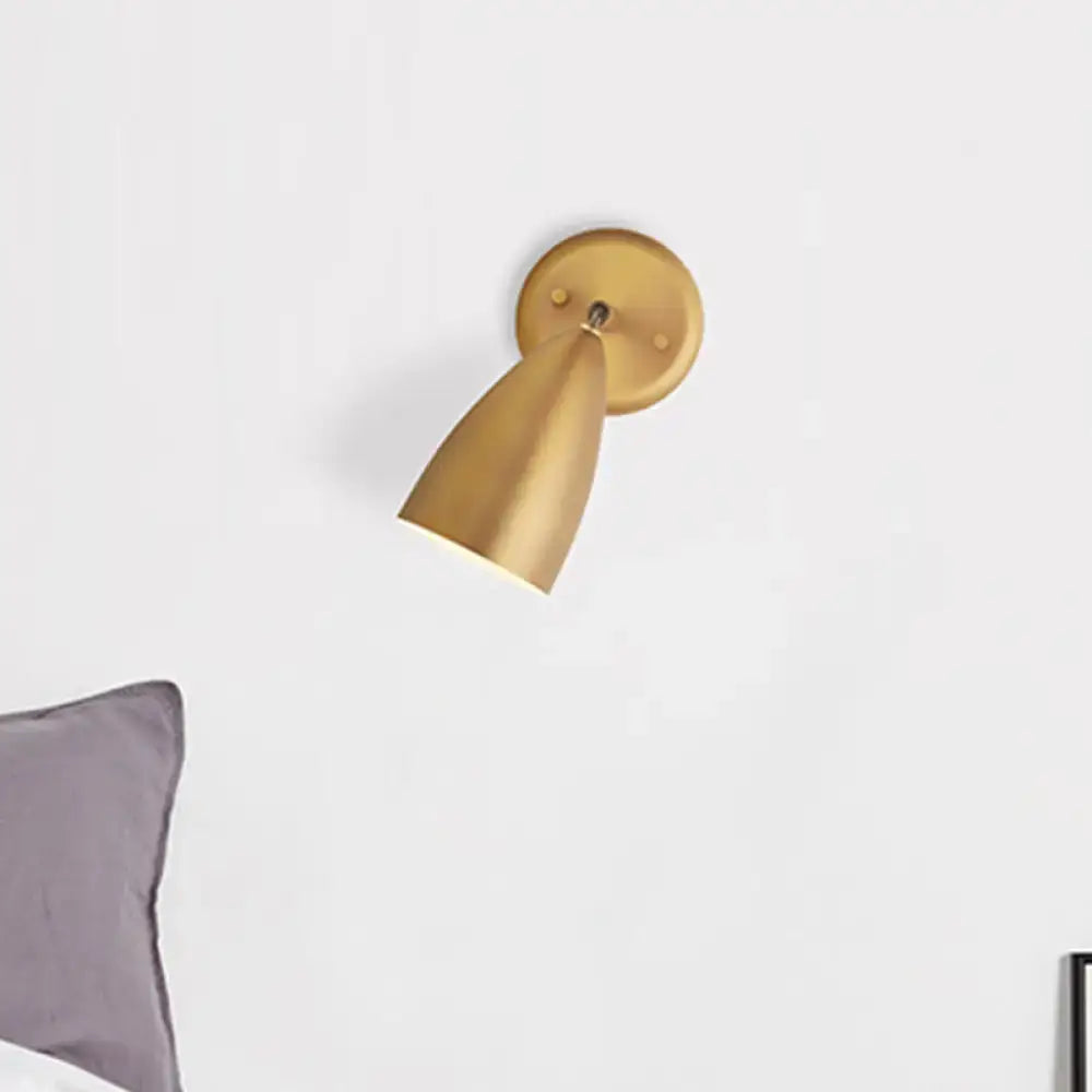 Contemporary gold conical wall mount lamp – bedroom spotlight