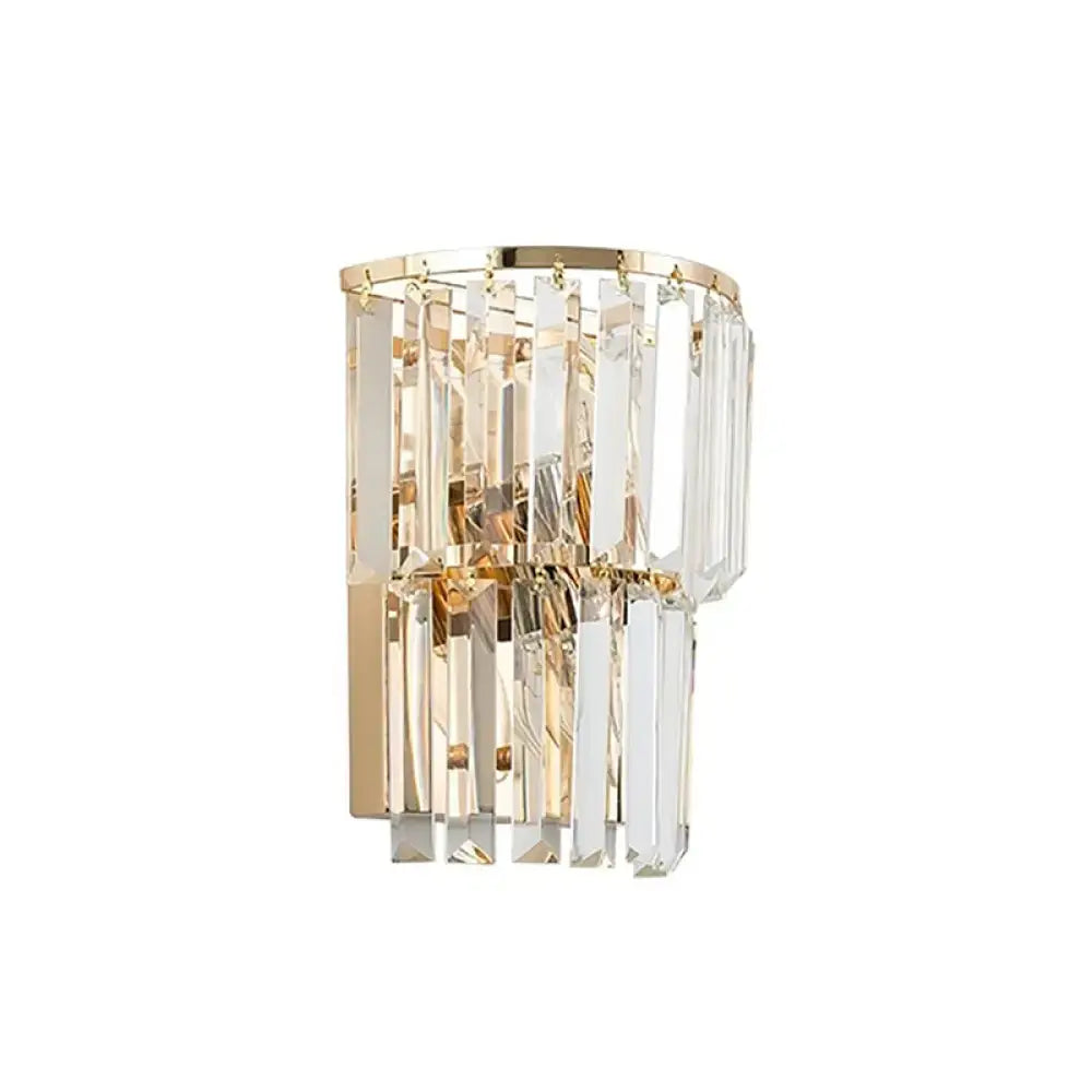 Contemporary gold crystal block wall lamp for dining room