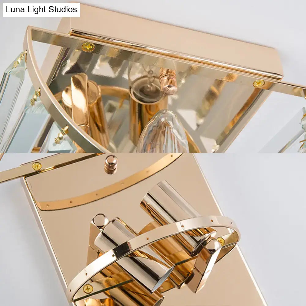 Contemporary gold crystal block wall lamp for dining room