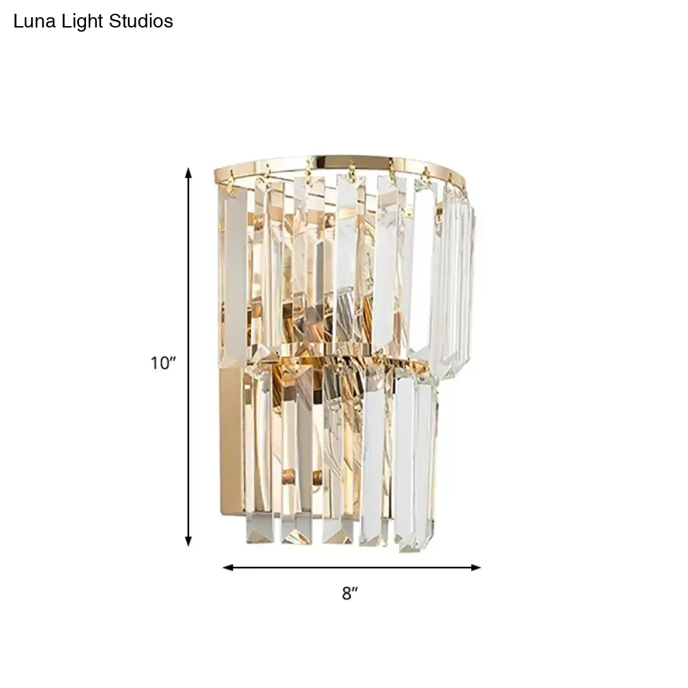 Contemporary gold crystal block wall lamp for dining room