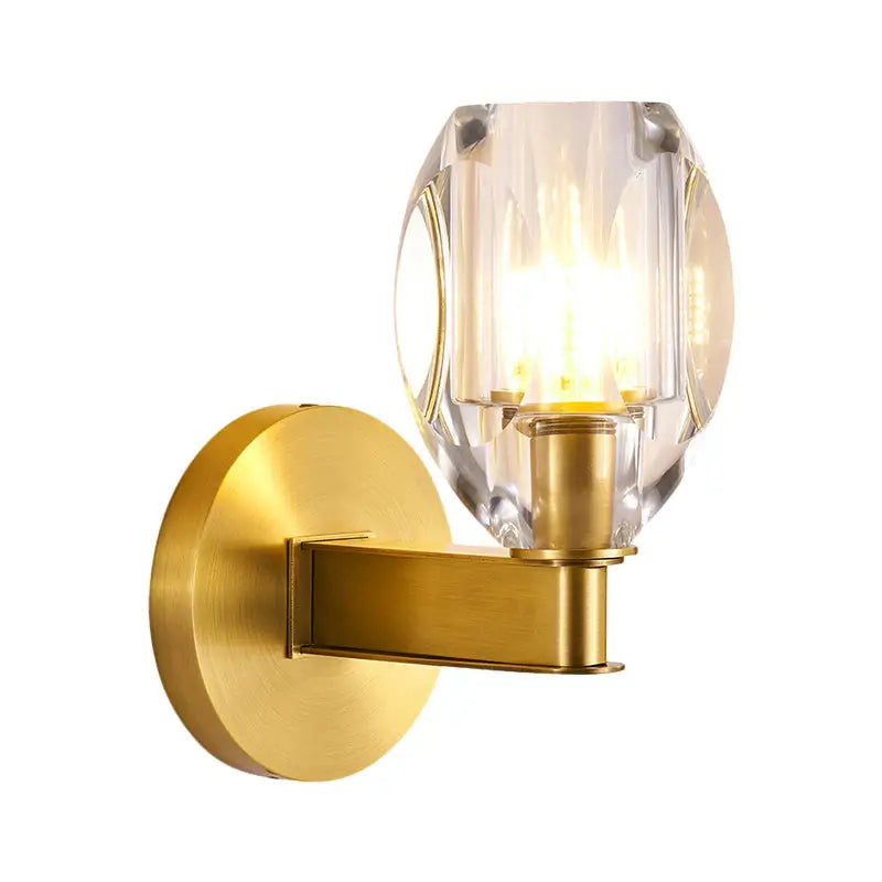 Contemporary gold crystal led wall light bedroom sconce