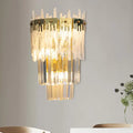 Contemporary gold crystal prisms wall light with cascading glass rods and metallic frame for bedroom flush mount 220v-240v 110v-120v