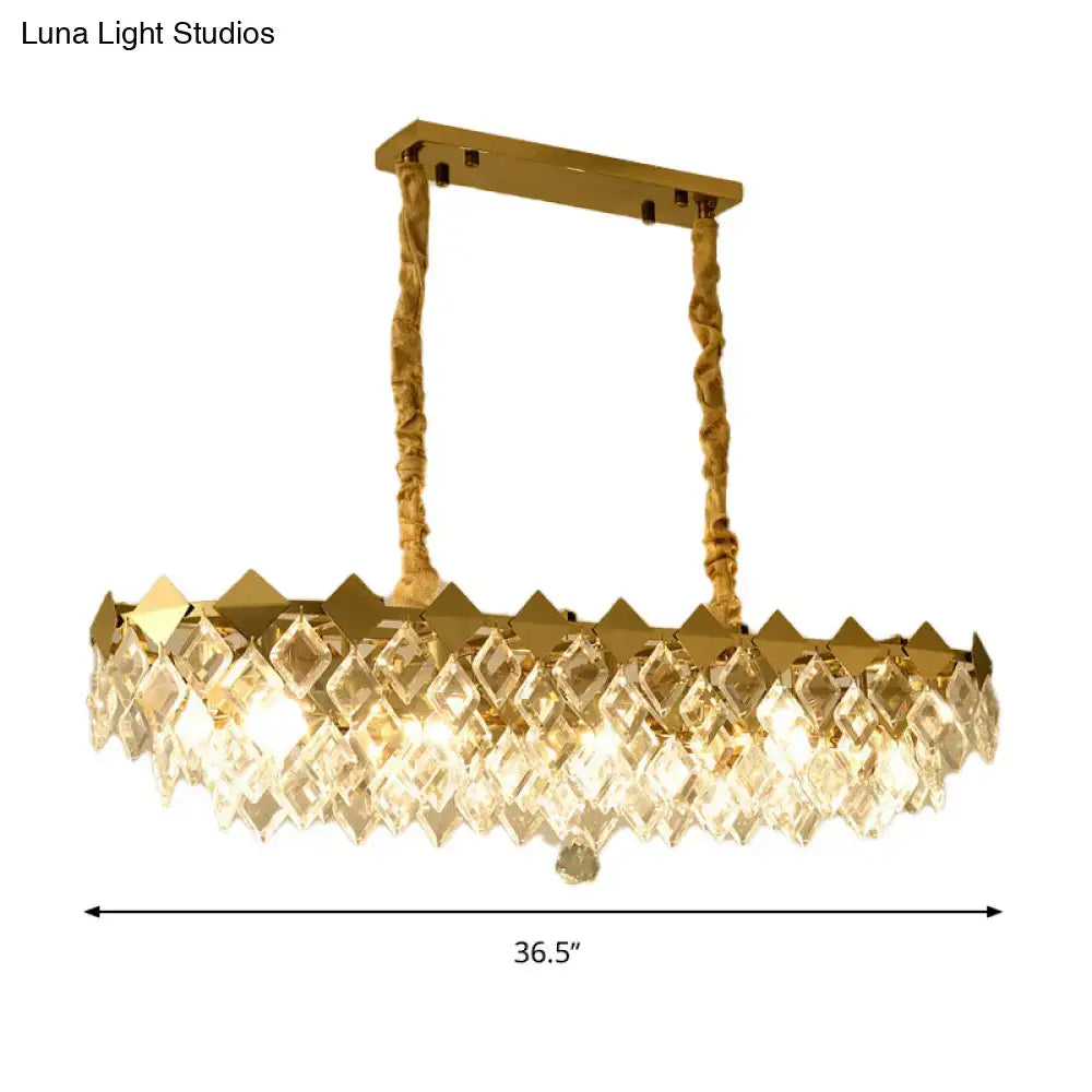 Contemporary gold crystal rhombus chandelier dining room pendant light