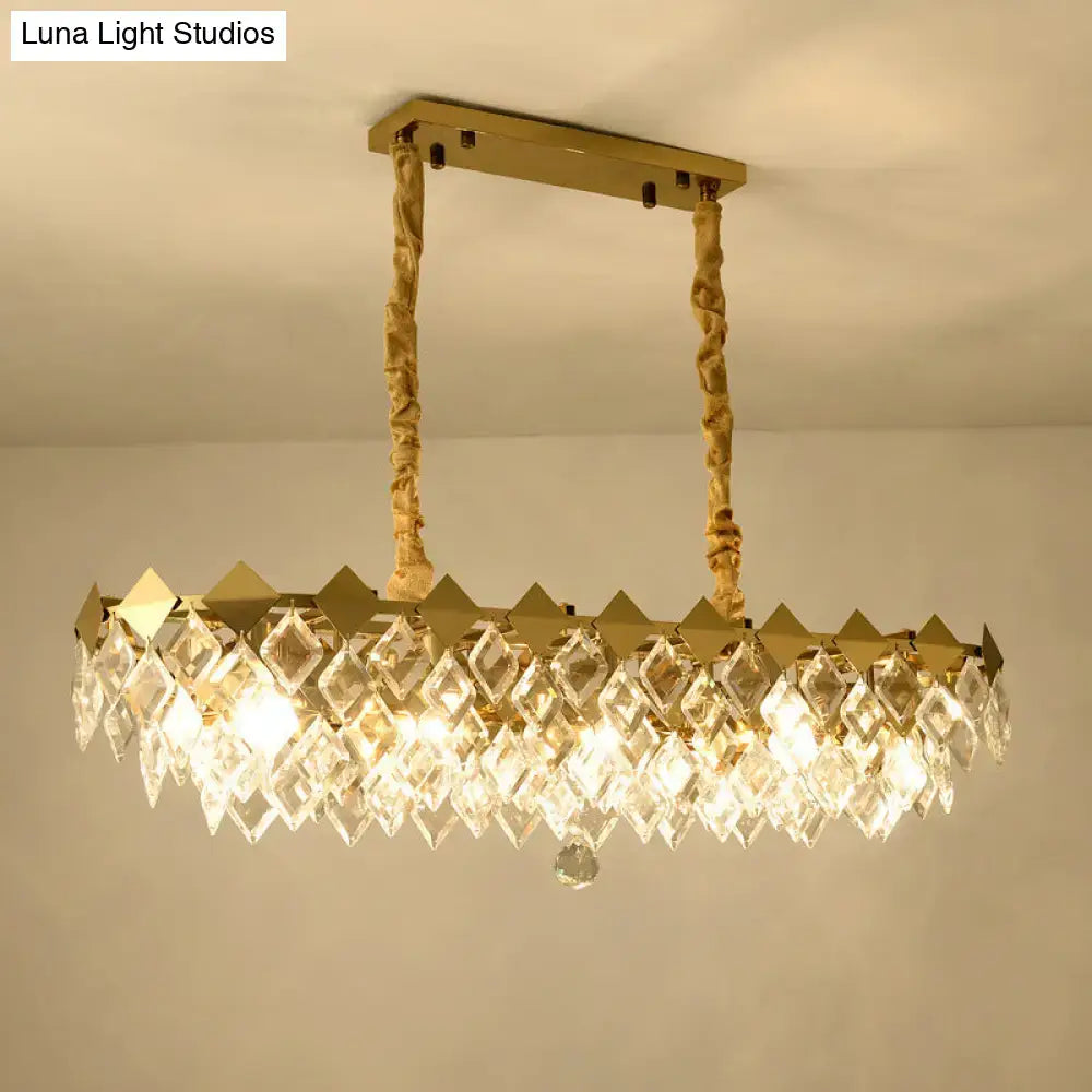 Contemporary gold crystal rhombus chandelier dining room pendant light