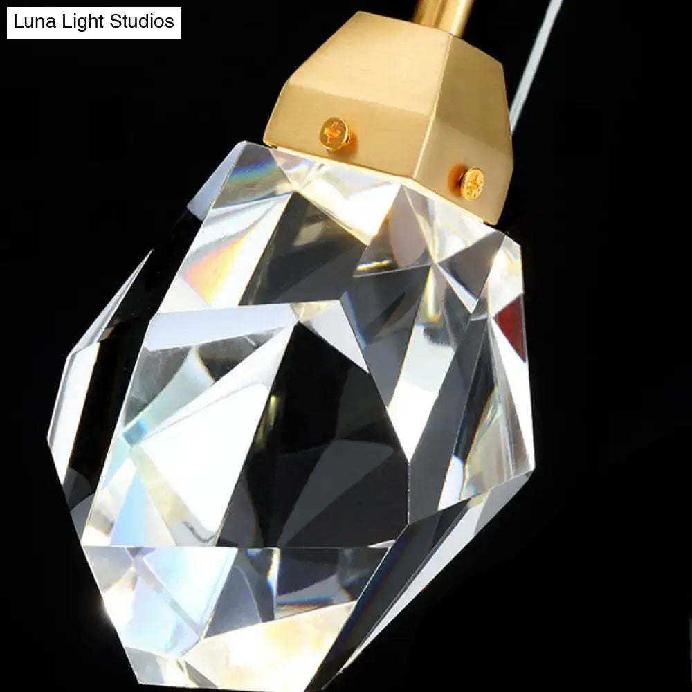 Contemporary gold crystal stone pendant light fixture dining room