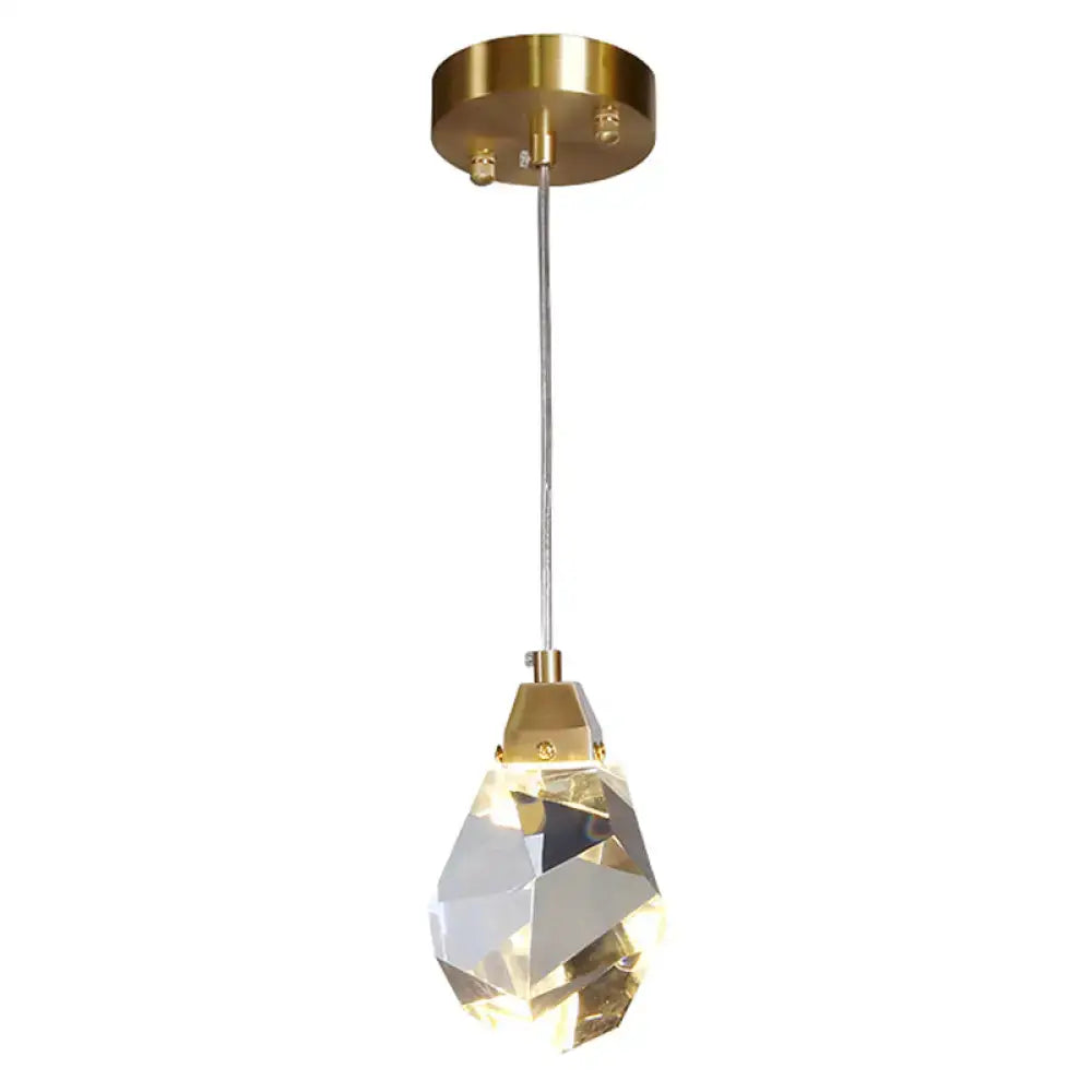 Contemporary gold crystal stone pendant light fixture dining room