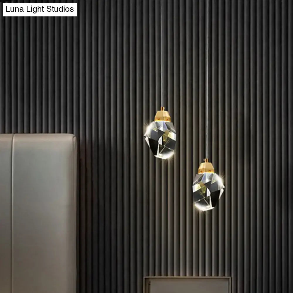Contemporary gold crystal stone pendant light fixture dining room