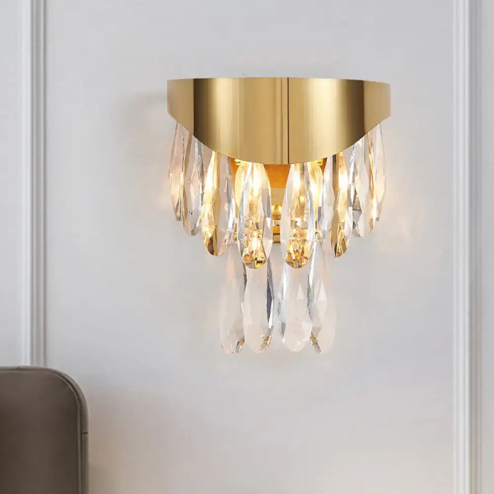 Contemporary gold crystal teardrop wall sconce bedroom light