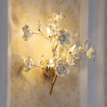 Contemporary gold crystal wall lamp bedroom porcelain flower light fixture