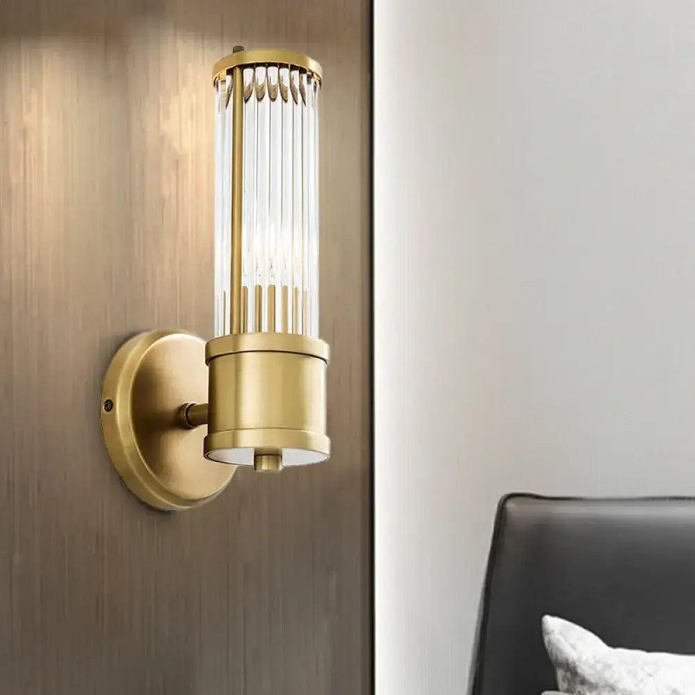 Contemporary gold crystal wall sconce light fixture for living room