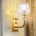 Contemporary gold dome foyer wall light with clear lattice glass
