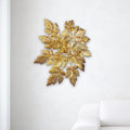 Contemporary gold finish maple leaf wall mount sculpture in metallic leaf design for living room art decor