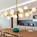 Contemporary gold flush mount chandelier dining room opal glass lights