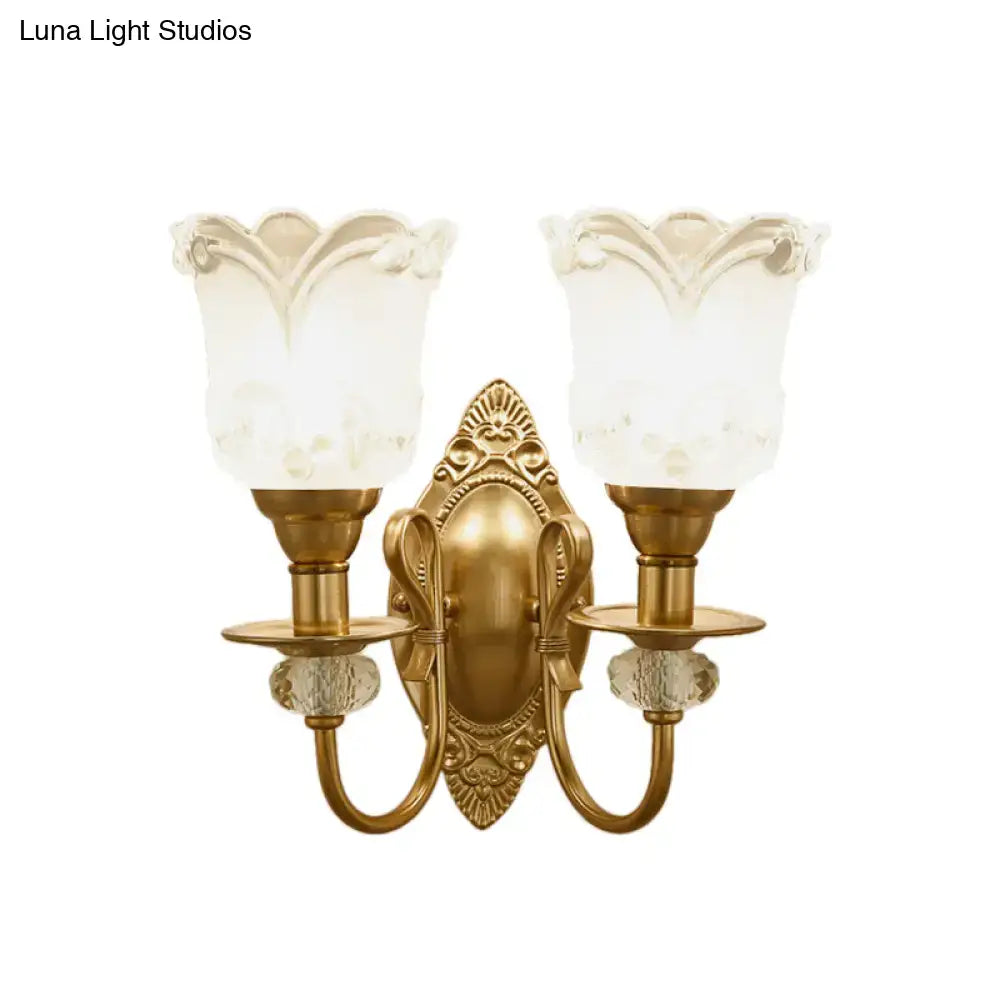 Contemporary gold frosted glass petal wall lamp for bedroom