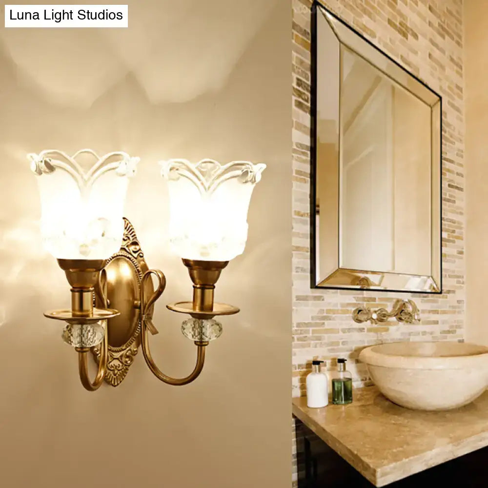 Contemporary gold frosted glass petal wall lamp for bedroom