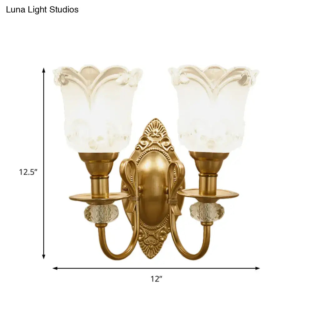 Contemporary gold frosted glass petal wall lamp for bedroom