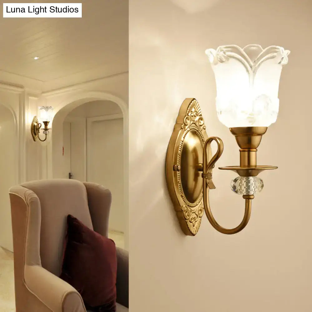 Contemporary gold frosted glass petal wall lamp for bedroom