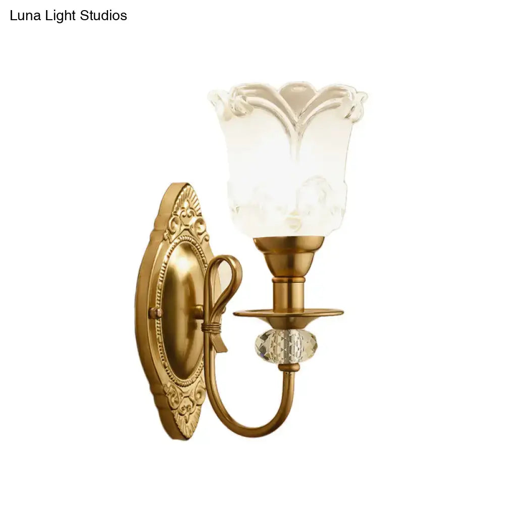 Contemporary gold frosted glass petal wall lamp for bedroom