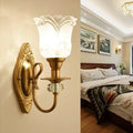 Contemporary gold frosted glass petal wall lamp for bedroom