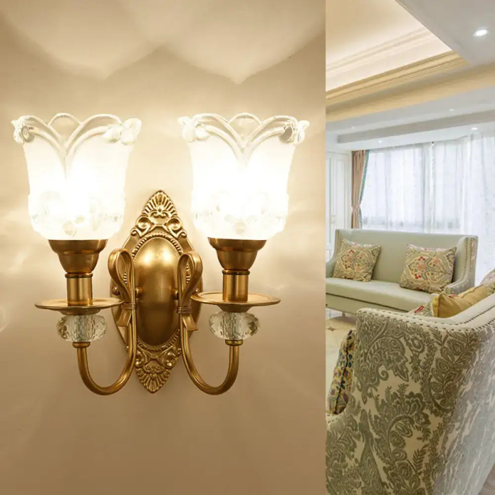 Contemporary gold frosted glass petal wall lamp for bedroom