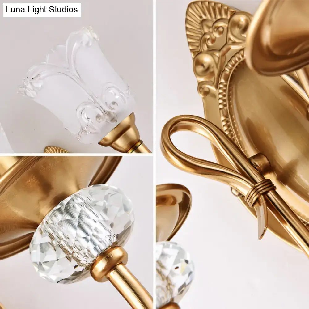 Contemporary gold frosted glass petal wall lamp for bedroom
