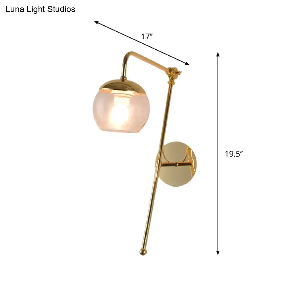 Contemporary gold gooseneck sconce light with glass shade bedroom lamp