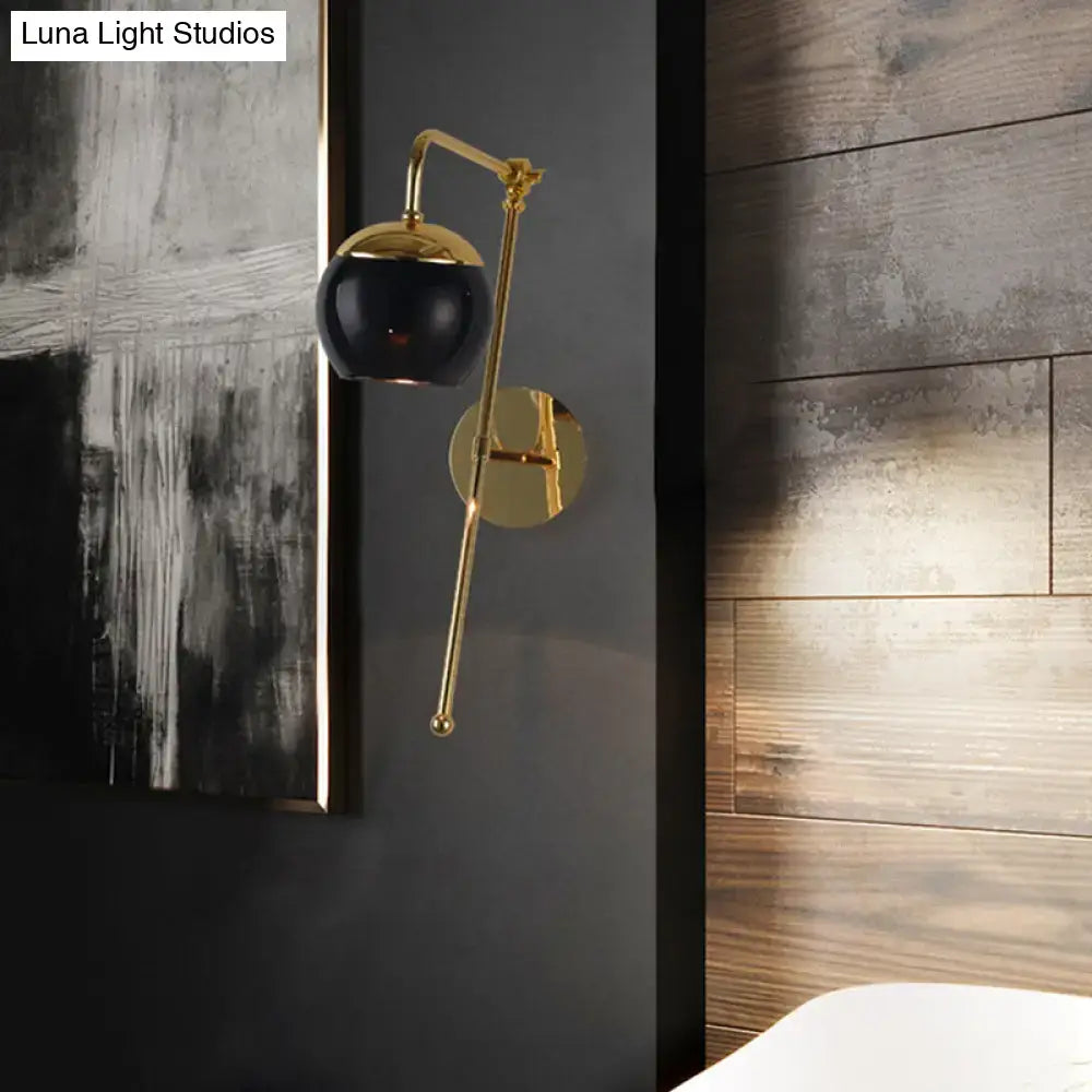 Contemporary gold gooseneck sconce light with glass shade bedroom lamp