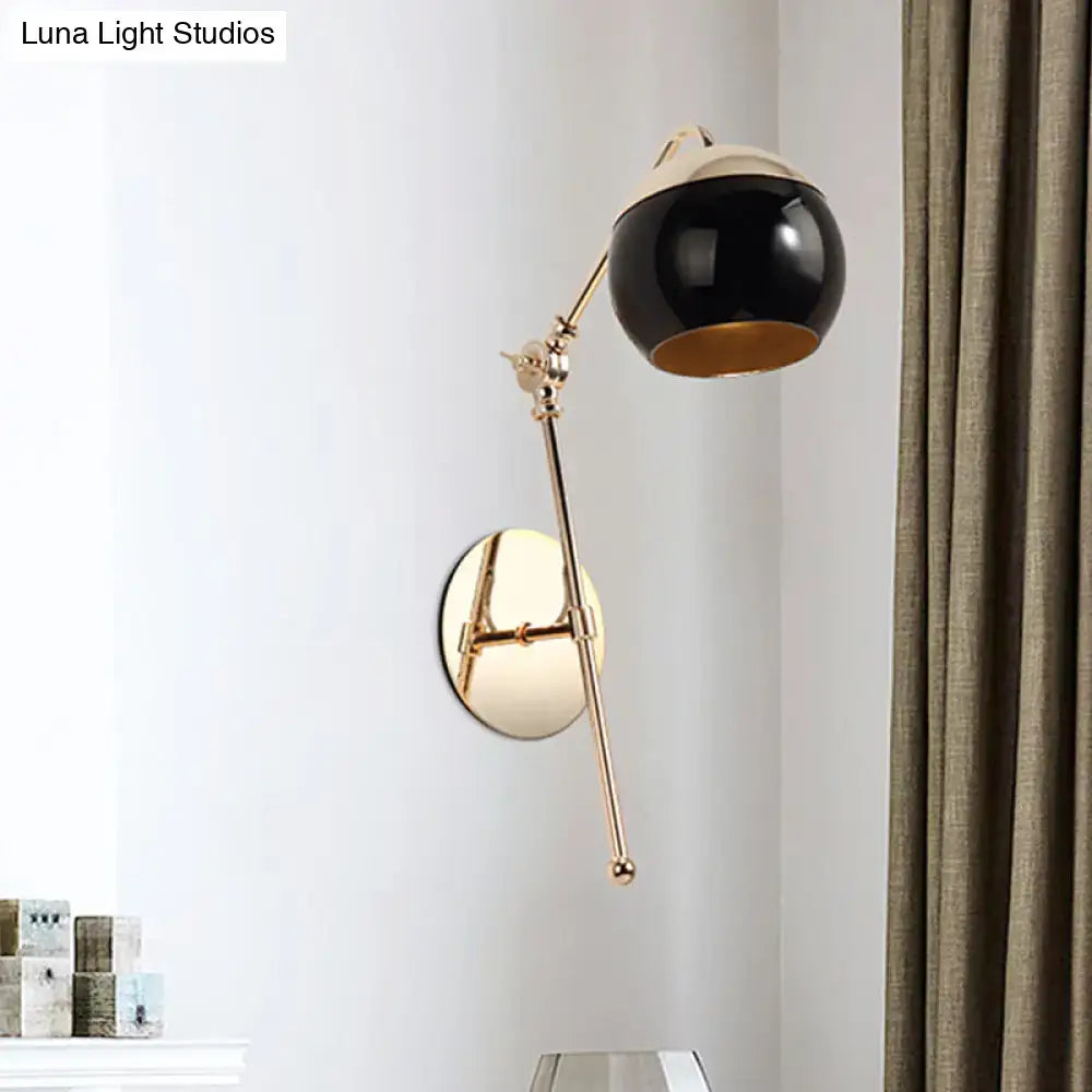 Contemporary gold gooseneck sconce light with glass shade bedroom lamp
