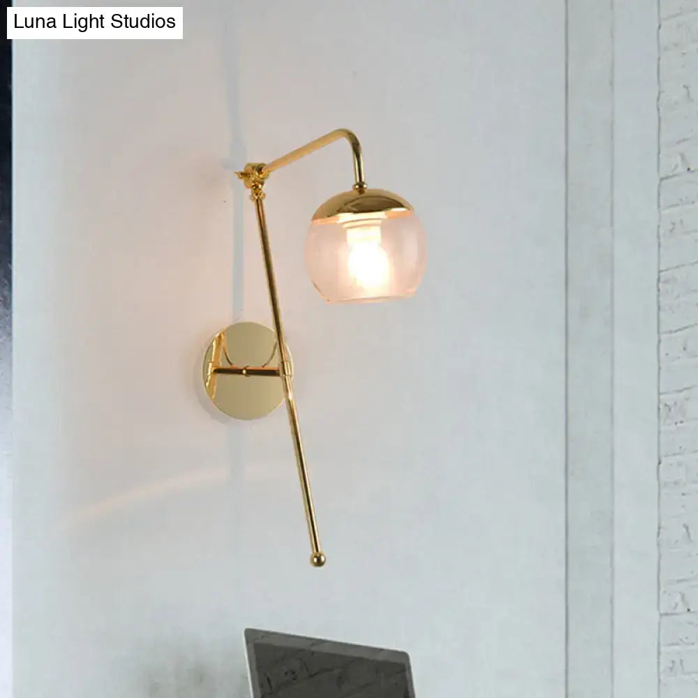 Contemporary gold gooseneck sconce light with glass shade bedroom lamp