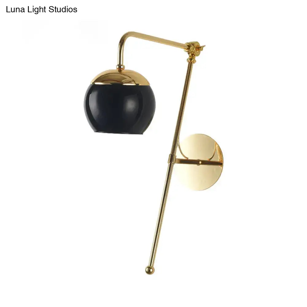Contemporary gold gooseneck sconce light with glass shade bedroom lamp