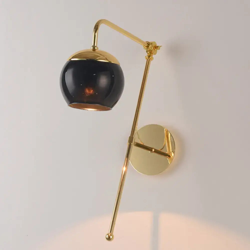 Contemporary gold gooseneck sconce light with glass shade bedroom lamp