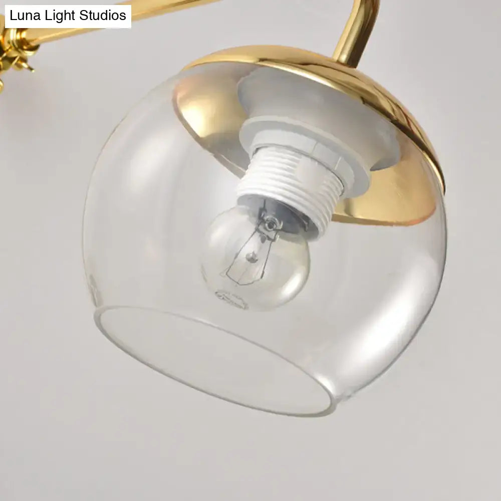 Contemporary gold gooseneck sconce light with glass shade bedroom lamp