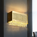 Contemporary gold hammered rectangle sconce light living room crystal