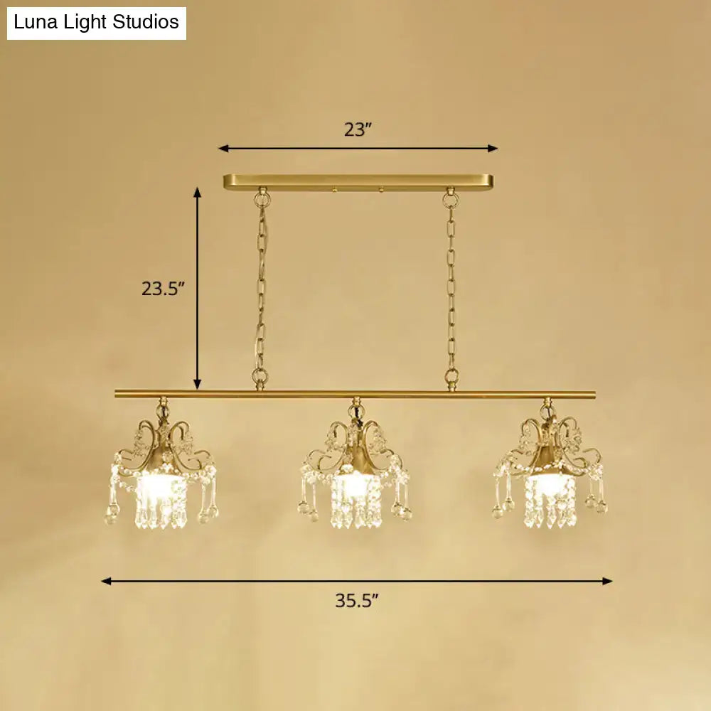 Contemporary gold island chandelier scroll frame kitchen light