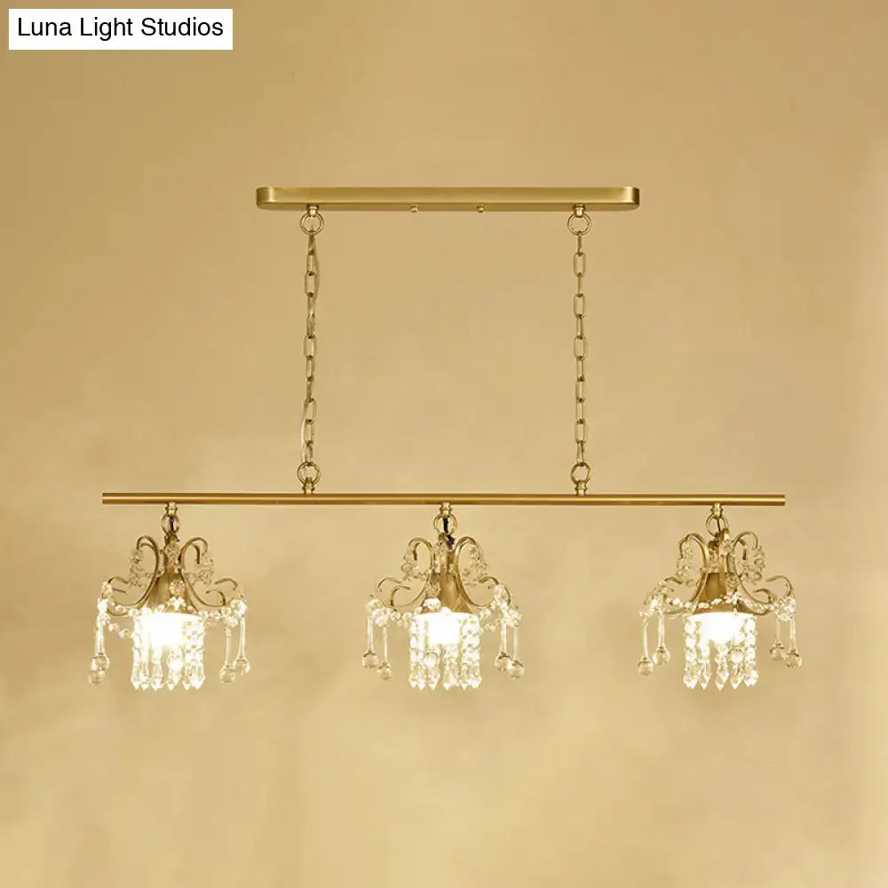 Contemporary gold island chandelier scroll frame kitchen light